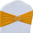 100 PCS Spandex Chair Sashes Bands Stretch Chair Ties Bows with Buckle Slider for Wedding Party Banquet Decoration（Yellow）