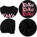 Valentines Sweatshirts for Women Love Heart Graphic Sweatshirt Valentine's Long Sleeve Pullover Tops (Black, M)