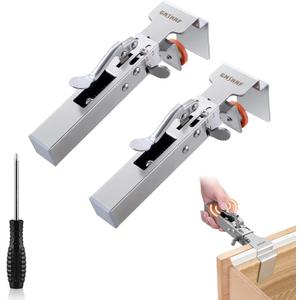 2 Pack Adjustable Drawer Fixing Clamp, Stainless Steel, Side Mount, Silver