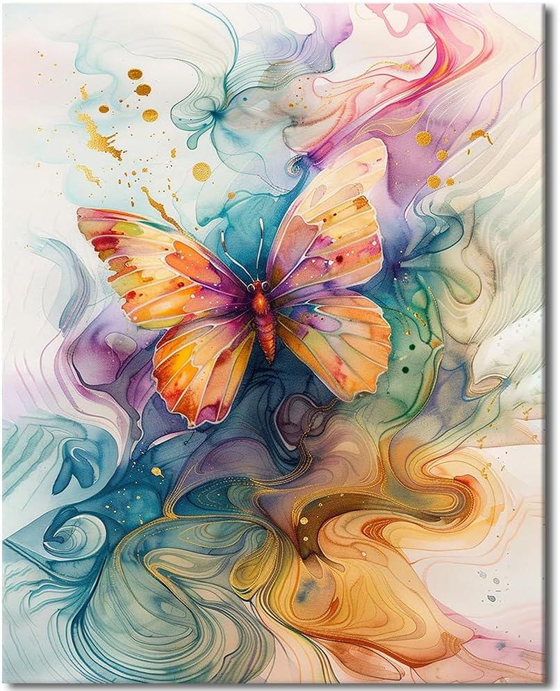 TFIAVSIN Abstract Paint by Numbers for Adults DIY Paint by Number Kits on Canvas Butterfly Painting by Numbers with Brushes Canvas Gifts Art Crafts for Home Walls 16"x20"(Frameless)