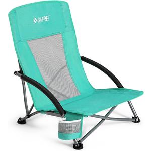 G4Free Beach Chair Folding Portable Beach Backpack Camping Chair for Adults with Mesh Back (Lowback-lake Blue)