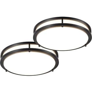 DLLT 2Pack Flush Mount LED Ceiling Light: 13 Inch 5CCT (3000K-6000K) & Dimmable Ceiling Light Fixtures for Bedroom Hallway - 24W Modern Black Super Bright Kitchen Lighting Fixtures Ceiling