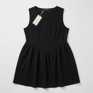 ZESICA Women's Spring Sleeveless Cocktail Dresses 2026 Summer Crewneck Flowy Wedding Guest Party A Line Midi Dress, Black, Large