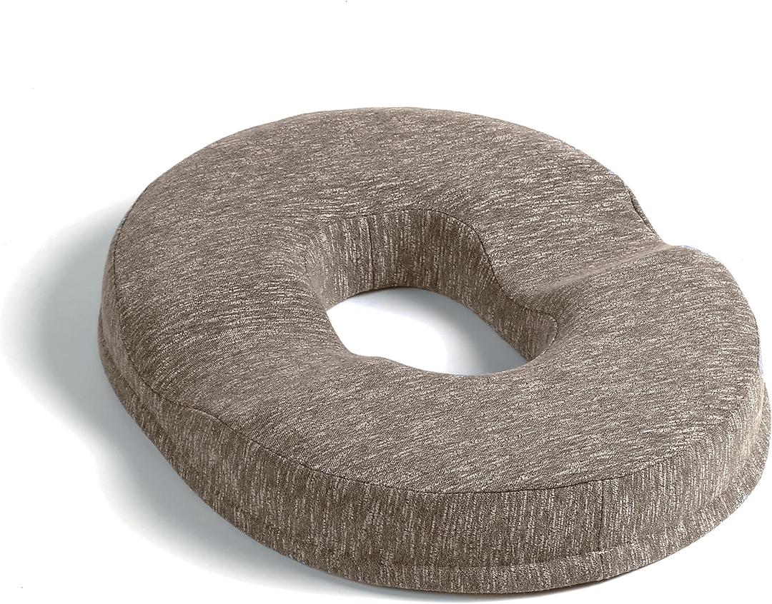 JEMA Donut Pillow, Tailbone Memory Foam Seat Cushion by Ergonomic Innovations for Sores, Coccyx, Sciatica, Pregnancy, Post Natal (Brown) JEMA Donut Pillow, Tailbone Memory Foam Seat Cushion by Ergonomic Innovations for Sores, Coccyx, Sciatica, Pregnancy, Post Natal (Brown)