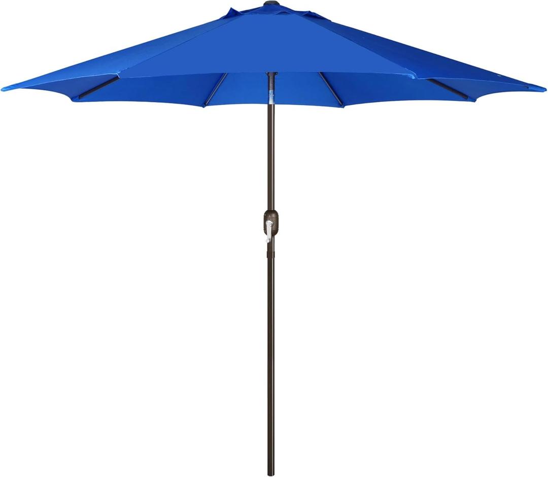 Blissun 9ft Outdoor Patio Umbrella, Outdoor Table Umbrella, Yard Umbrella, Market Umbrella with 8 Sturdy Ribs, Push Button Tilt and Crank (Royal Blue)