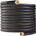 Garden Hose 200ft x 5/8 in Heavy Duty, Flexible and Lightweight Water Hose, Burst 600 psi, Kink-less Hybrid Rubber Hose for Backyard, 3/4'' Solid Metal Fittings for All Your Watering Need (Black)