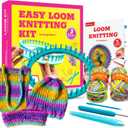 BeKnitting Learn to Knit Loom Kit - DIY Arts & Crafts w/Round Loom, Yarn, Crochet Hook, & Pen | for Kids & Adults | Weaving | Holiday Gifts, Gift-Ready Box