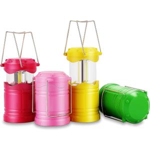Lichamp LED Camping Lantern, 4 Pack Battery Powered Flashlight for Power Outages, Portable Collapsible Hanging Light Essential for Home, Outdoor, Emergency Lamp Survival Kit Gear for Hurricane, C1 (Pink, Light Pink, Yellow, Green)