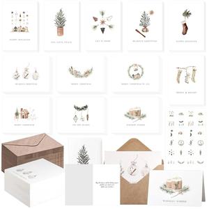 Motiskyy 360 Sets Christmas Cards with Envelopes and Stickers Vintage Postcards Bulk Merry Christmas Greetings New Year Party Favors 12 Designs, 6 x 4 Inch(Modern Rustic)
