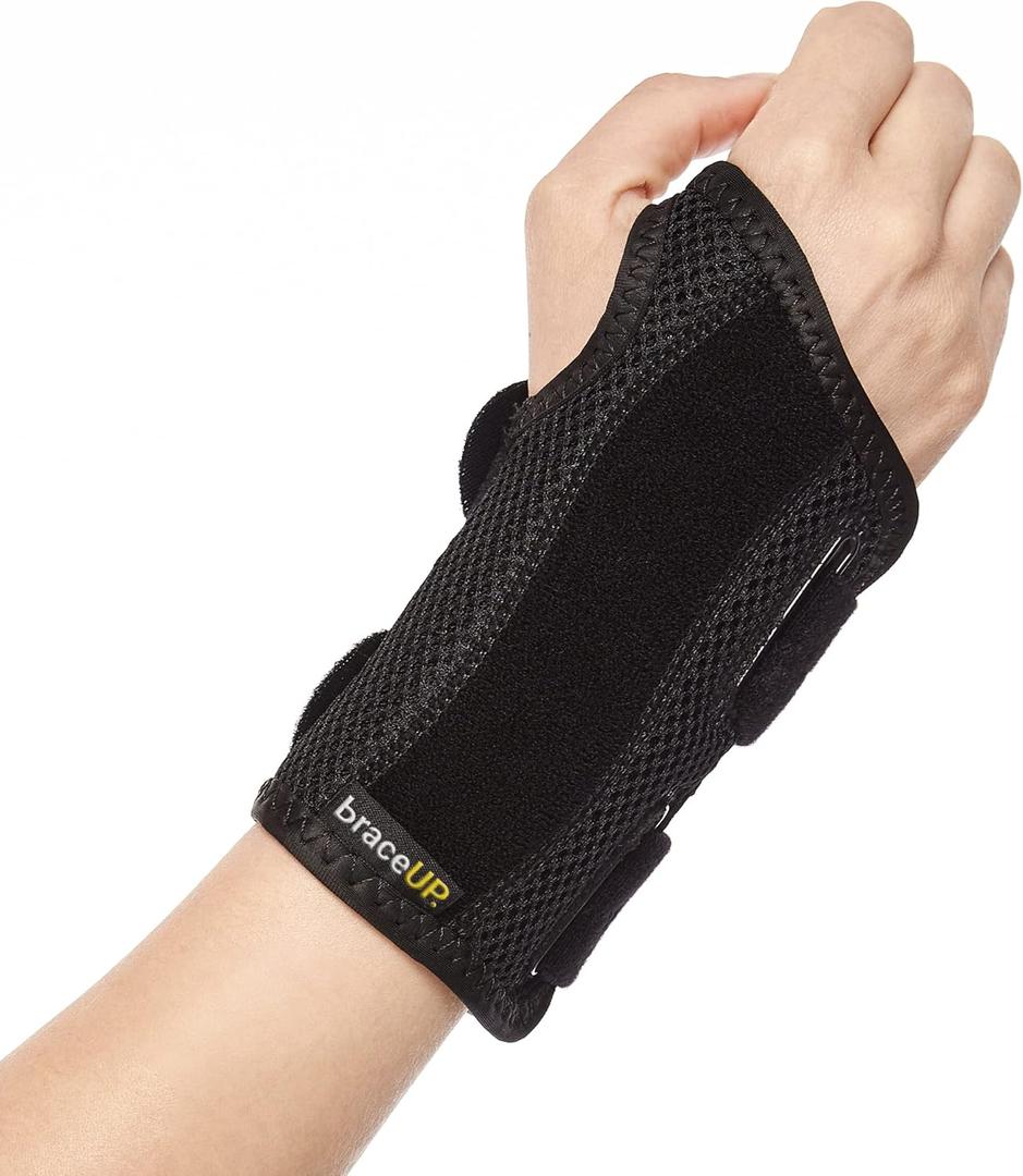 BraceUP Wrist Splint for Carpal Tunnel Right Left Hand Wrist Support for Women and Men, Daytime and Night Use, Wrist Brace for Pain Relief and Arthritis - Right Wrist (S/ M)