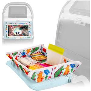 Lusso Gear Kids Airplane Tray Table Cover with Pockets  Travel Tray Essentials for Toddlers on Plane or Train - Travel Toys & Airplane Travel Essentials - Flying Accessories Toddlers (Dinosaurs)