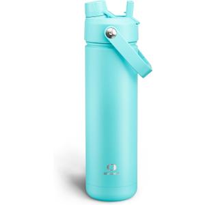 ENCOOL Insulated Water Bottle with Straw Stainless Steel Water Bottle, Leak-Proof, BPA-Free, Double Wall Vacuum Keeps Cold for 24 Hours for Sports, Travel, School (32 oz, Aquamarine Blue)