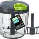 Cambom Manual Food Chopper Vegetable Cutter, Hand String Vegetable Chopper Onions Cutter for Vegetable Fruits Nuts BPA Free Food Safe Material, 900ml Grey (Gray)