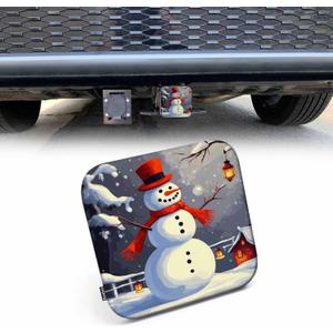 Snowman Towing Hitch Cover Winter Christmas Snowman Santa Cap Trailer Hitch Tube Cover Plug Cap Hitch Cover Universal for 2 Inch Receivers Tube for RVs SUVs and Cars