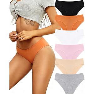 ALL OF SHE Womens Underwear Cotton Hipster Panties Breathable Sexy Cheeky Stretch Soft Ladies Bikini Underwear 6 Pack S