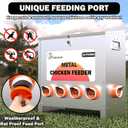 Metal Chicken Feeder Large Capacity 85lbs Automatic Metal Rat Proof Chicken Feeders No Waster Weatherproof Poultry Feeder for Chickens, Geese, Ducks, Turkeys, Quails (10-Port)