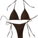 Verdusa Women's Two Piece Swimsuits Swimwear Halter String Triangle Bikini Sets, S