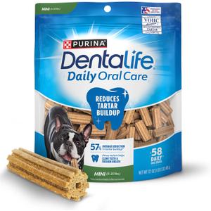 DentaLife Daily Oral Care Dog Treats for Small Dogs 5-20 lbs., Chewy Dental Treat to Freshen Breath and Fight Tartar, Chicken Flavor, 17.1 oz., 58 Chews - 58 ct. Pouch, Best By: MAY 2027