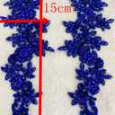 Handmade red/White//Green/Blue Rhinestones Applique Sewing Beads Stones Trim lace Patches Accessory for Dress Clothes one Pair (White)