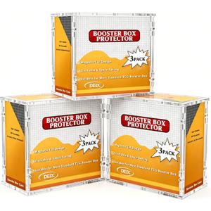 3 Pack Acrylic Booster Box Display Case with Magnetic Splicing Lid 6mm Extra Thick Clear Protector Stackable UV Protection Storage Container for Collectors Fits Standard Sealed TCG Boxes 3.1x4.8x5.4in