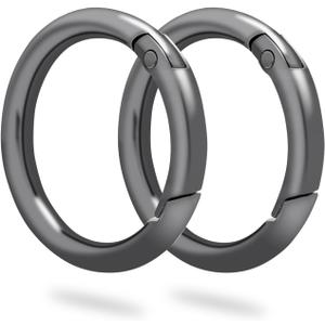 10 Pack 1-1/4Inch Trigger Spring O Rings, Metal Round Carabiner Clip Snap Hook, Spring Keyring Buckles for Replacement Purse Strap, Paracord Lanyard Clips, Keychain Rings Hardware DIY Crafts Making