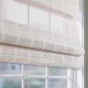 Sunbox Cordless Bamboo Roman Shade Blind, Woven Wood Roman Shades, Light Filtering Natural Bamboo Shades for Windows, French Doors, 34.5" W x 74" H, Pearly White