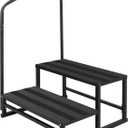RV Steps with Handrail for Both Sides, 2 Step Stool with Handle for Elderly w/Wide Platform & Anti-Slip Mats, Portable Stairs for Hot Tub/Camper/Mobile Home/Porch/SPA Pool/Pet Stairs (2 Steps)