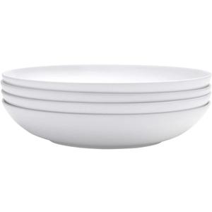 Mikasa Delray Bone China Pasta Bowls Set of 4, 9 Inch White Serving Bowls for Pasta, Salad, Soup, Lightweight and Durable Dinnerware