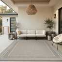 MontVoo-Outdoor Rug-Patio Rug 8x10 ft Polypropylene Indoor Outdoor Rugs Outdoor Carpet for Patio Deck Balcony Porch, Textured Weave, Durable for High Traffic, Fade-Resistant, Modern Silver Grey
