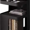 Side Table,Modern end Table,Metal Black nightstand,Bedside Table,3-Tier Accent Table with Storage for Bedroom,Living Room,Small Space,Couch.No Assembly Required