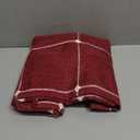 ZeeMart Grid Embroidered Hemmed Tablecloths, Burgundy 52x70 Inch, Farmhouse Style Heavy Weight Cotton Linen Red Tablecloths, Boho Plaid Water Resistant Rectangle Table Cloth