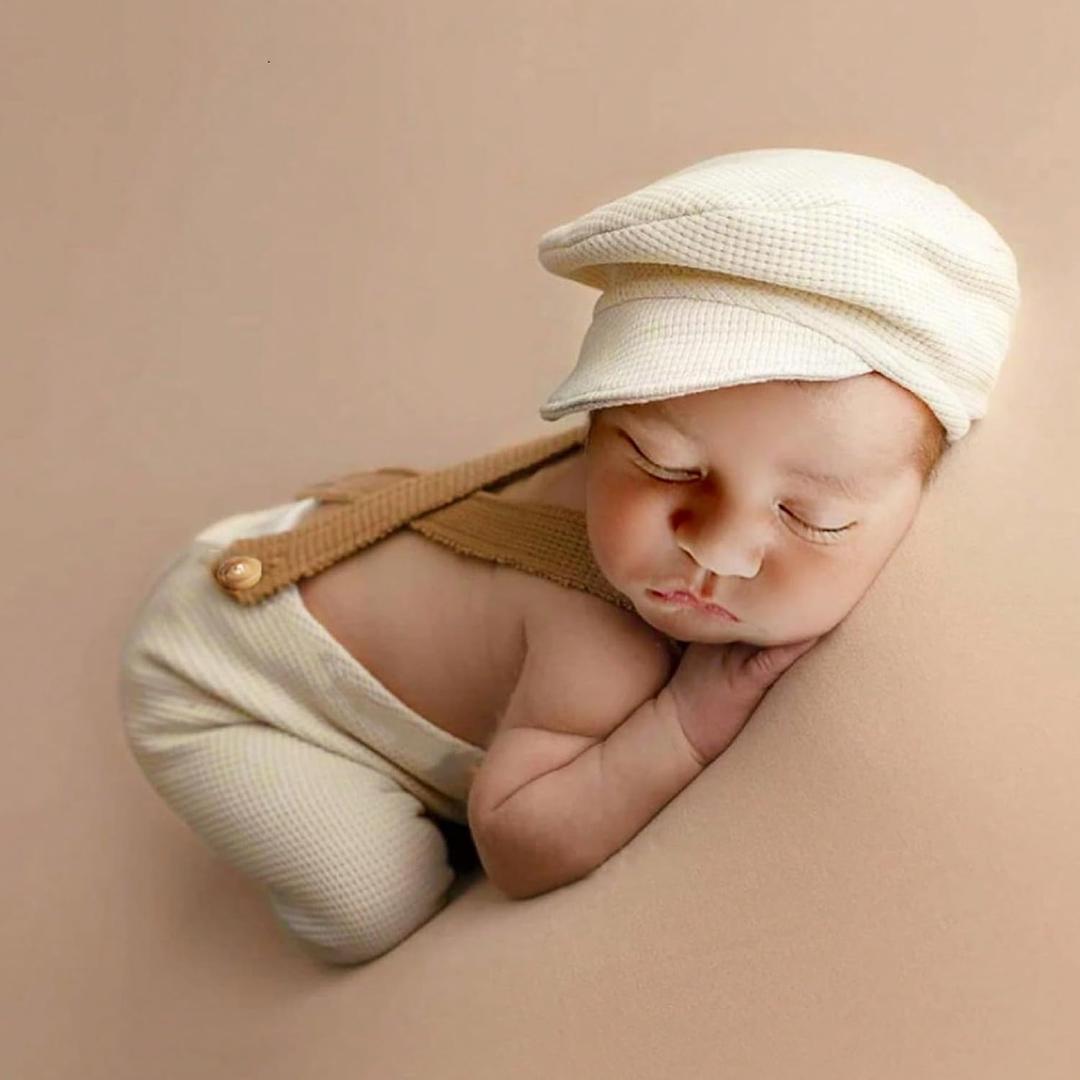 Holibeat Newborn Boy Photography Props Baby Boy Photo Shoot Outfits Infant Gentleman Romper Suits with Hat