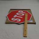 Stop Slow Sign, Double Sided Street Slow Warning Reflective Signs, 13x13 inch Octagon Rust Free Aluminum, with Bamboo Handle, UV Protected and Waterproof, Weather Resistant, Durable Ink, Easy to Mount