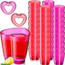 Domensi 40 Pcs Valentines Day Heart Shot Glasses 1.5oz Tequila Glasses Stemless Shot Glass Cute Valentines Day Heart Shaped Shot Glass Espresso Shot Glasses for Soju, Whiskey, Vodka (Pink), 9.25 inches x 5.71 inches