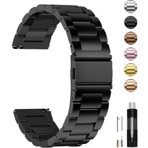 Fullmosa Watch Band, Quick Release Stainless Steel Replacement for Men Women, Metal Chain Watch Strap Width 16mm 18mm 19mm 20mm 22mm 24mm, Black, 18mm (18MM(See Diagram))
