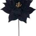 Vickerman 21.5" Black Poinsettia Stem, Includes 6 Pieces