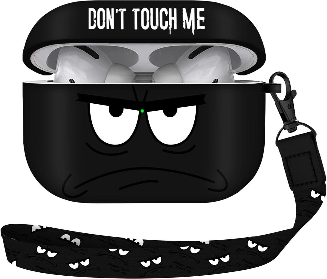 Youtec for Airpods Pro 2nd Generation Case,Don't Touch Me Cool Cover with Lanyard Big Eyes Cute Cartoon for Airpods Pro 2nd Generation Case,Soft Shockproof Cover for Women Men-Grey