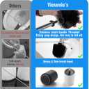 Ceramic Toilet Brush & Holder Set - Freestanding Deep-Cleaning Toilet Bowl Cleaner Brush, Stainless Steel Handle, Small & Sturdy for Storage, Easy to Clean, Non-Scratching
