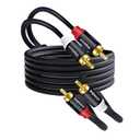 2RCA Audio Cable 15 ft 2RCA Male to 2RCA Male Stereo Audio RCA Cables Dual Shielded Gold-Plated 2 RCA Stereo Cable for car Audio Video Cord, Hi-Fi Systems or Home Theater, HDTV (Black, 15FT)