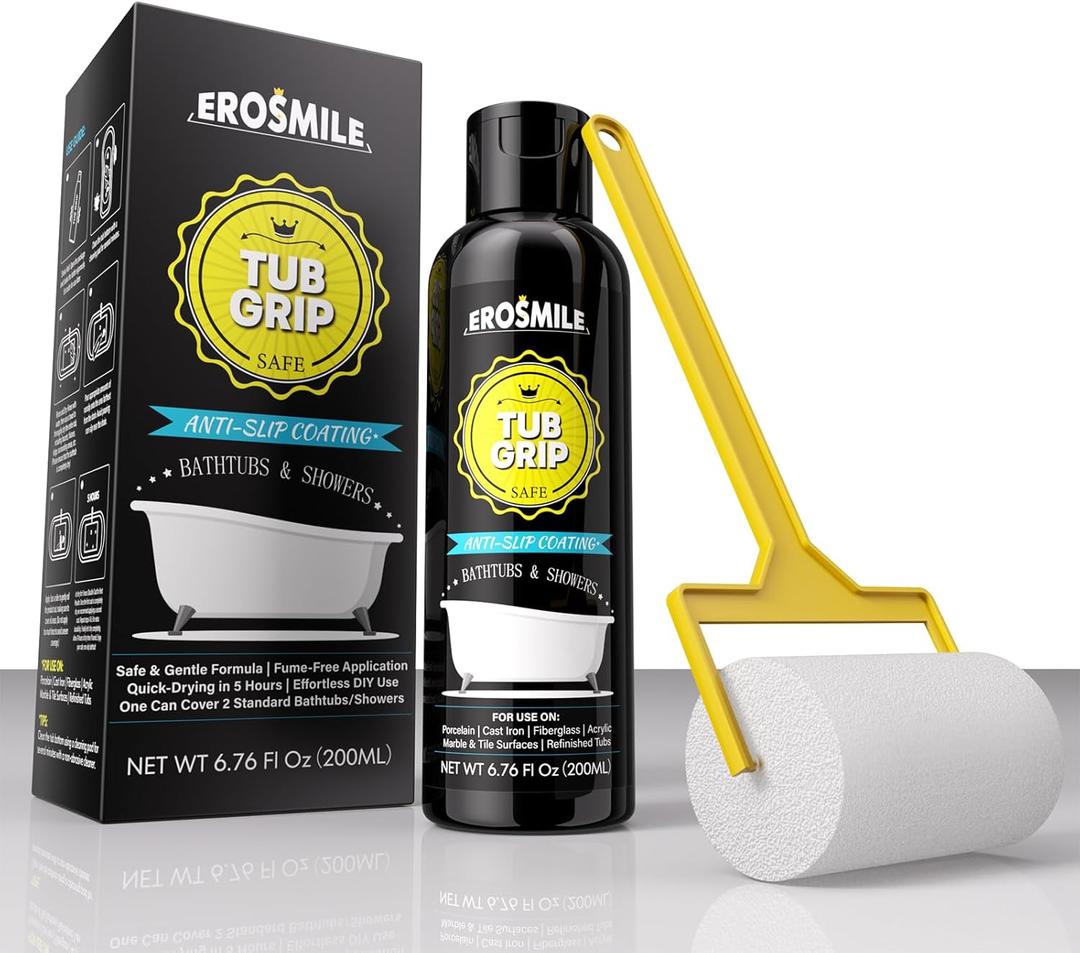 Tub Grip Anti-Slip Bath & Shower Floor Solution - Non-Slip Textured Coating for Slippery Fiberglass & Acrylic Bathtub or Showers - 6.76 Oz / 200ml