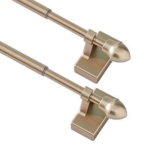 Magnetic Curtain Rods 2 Pack for Metal Doors Top and Bottom, Multi-Use Adjustable Magnetic Rods for Small Windows Cafe Sidelight and Iron Steel Places (Adjust from 9 to 16 Inch, Gold)