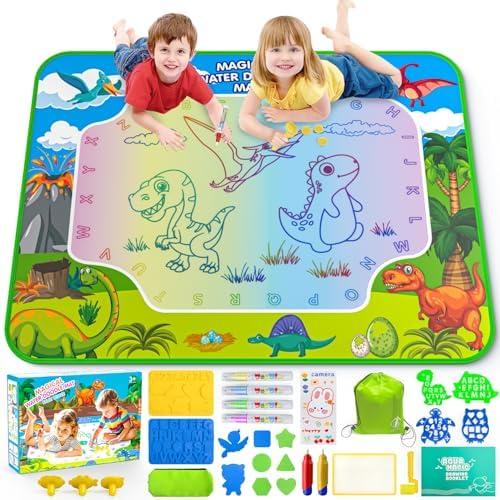 Water Doodle Mat for Kids 32x40 Inch, Mess Free Coloring Mat Educational Toy for 3 4 5 6 7 8 Years Old Girls & Boys, Neon Color Mat Doodle Board Writing Drawing Toys Holiday Christmas Birthday Gifts