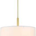 XiNBEi Lighting 19" Drum Pendant Light Satin Brass for Living Room 4 LightModern Adjustable Pendant Chandelier Lighting White Fabric Shade, E12 Pendant Light Fixture, For Kitchen Island Entry Hallway
