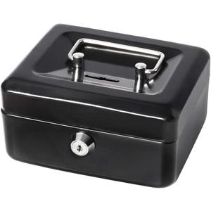 Decaller Small Cash Box with Lock and Slot, Metal Coin Bank Piggy Bank for Adults & Kids, 5.9" x 4.7" x 3.2", Black