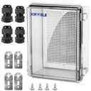 XINYIELE Waterproof Outdoor Project ABS Plastic Junction Box IP67 Weatherproof Dustproof Enclosure with Hinged Cover, Mounting Plate, Wall Brackets for Power Project (Clear, 8.7"X6.7"X4.5")