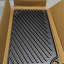EWFEN Reversible Grill/Griddle, 16.7x9.5'' Pre-Seasoned Cast Iron Griddle Pan, Double Burner Cookware, Rectangular Non-Stick Stovetop Griddle with Handles, Flat Top Plate for Oven, Grill & Campfire