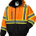 SKSAFETY High Visibility Reflective Jackets for Men, Waterproof Class 3 Safety Jacket with Pockets, Hi Vis Orange Coats with Black Bottom, Mens Work Construction Coats for Cold Weather, XL,Orange