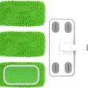 Reusable Microfiber Floor Mop System, Wet & Dry Sweeper Kit, Includes 1 Sweeper Handle, 3 Washable Chenille Mop Pads, Dry & Wet Use for Hardwood, Tile, and Laminate Floor