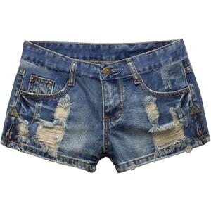 Fensajomon Women's Low Rise Summer Ripped Distressed Frayed Denim Shorts Sexy Jean (Medium, Light Blue)