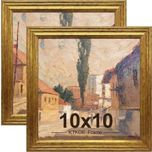 KTKDE 10x10 Picture Frame Set of 2, Ornate Vintage Gold Photo Frames 10 x 10 Antique Photo Frame for Wall Decor or Tabletop Display Retro Home Decor best gift